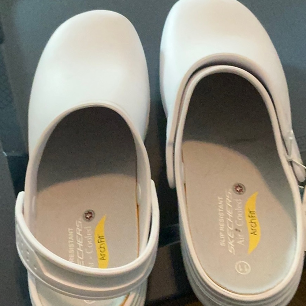 Skechers White Comfort Mules for Work